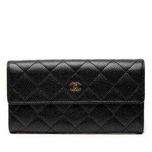 Pre-Loved Chanel CC Quilted Caviar Flap Long Wallet